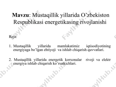energetika tizimi — PPT