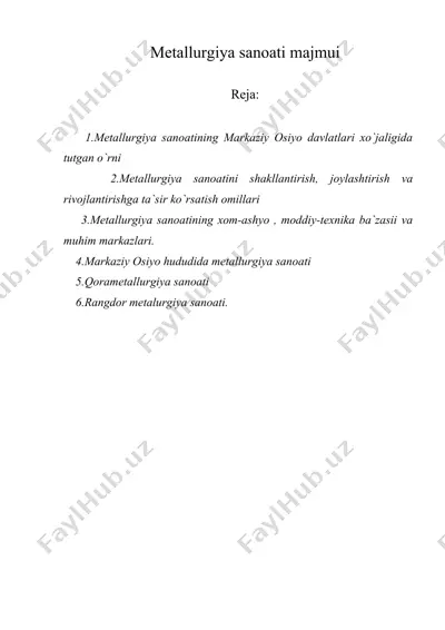 metallurgiya sanoati majmui — DOC