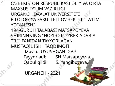"hozirgi o‘zbek adabiy tili" — PPTX