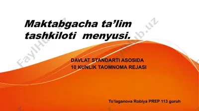 maktabgacha ta’lim tashkilotimenyusi — PPTX