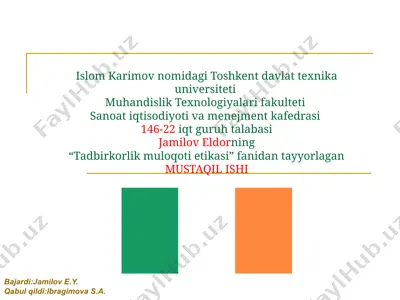 "tadbirkorlik muloqoti etikasi" — PPT