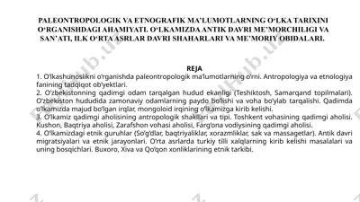 paleontropologik va etnografik ma'lumotlar — PPTX