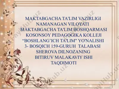 sherova dilnozaning bitiruv malakaviy ishi taqdimoti — PPTX