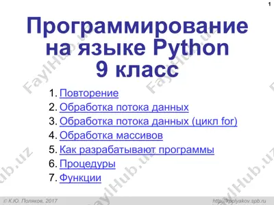 программирование на языке python 9 класс — PPT