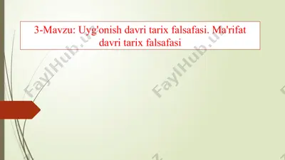 uyg'onish davri tarix falsafasi — PPTX