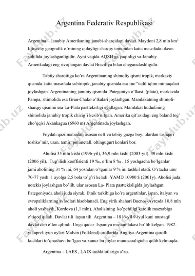 argentina federativ respublikasi — DOC