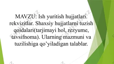 rekvizitlar va ish yuritish hujjatlari — PPTX
