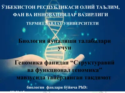 genomika fani "strukturaviy va funktsional genomika" mavzusida taqdimot — PPT