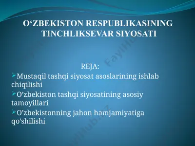 o‘zbekistonning mustaqil tashqi siyosati — PPTX
