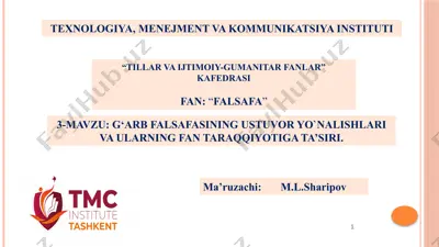 g‘arb falsafasining ustuvor yo‘nalishlari va ularning fan taraqqiyotiga ta’siri — PPTX