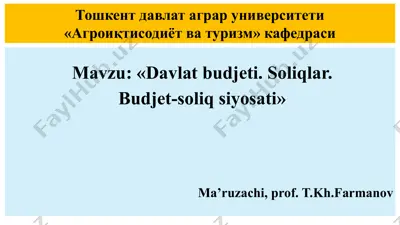 "davlatbudjeti.soliqlar. budjet-soliqsiyosati" — PPTX