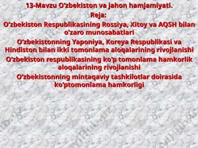 o‘zbekiston va jahon hamjamiyati — PPT
