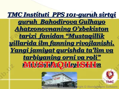 mustaqillik yillarida ilm fanning rivojlanishi. — PPT