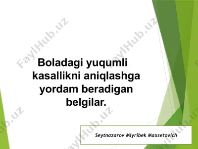 yuqumlik asalliklar fanidan ma'lumotlar — PPTX