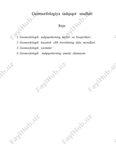geomorfologiya tadqiqot usullari — DOC