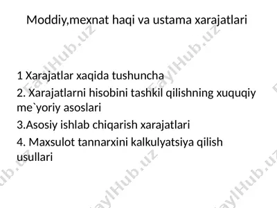 ishlab chiqarish xarajatlari — PPTX