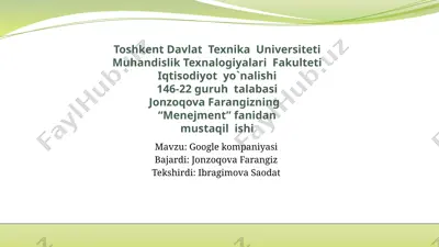 google kompaniyasi — PPTX