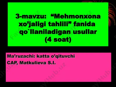 “iqtisоdiy tahlilning maхsus usullari va ularni tavsiflash” — PPT