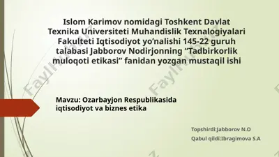 tadbirkorlik muloqot etikasi — PPTX
