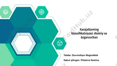 xarajatlarning klassifikatsiyasi — PPTX