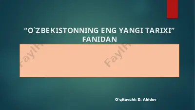 o`zbekistonning eng yangi tarixi — PPTX