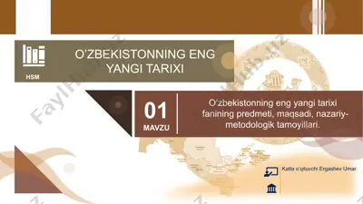 o’zbekistonning eng yangi tarixi — PPTX