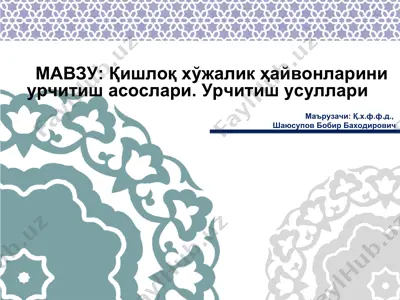 қишлоқ хўжалик ҳайвонларини урчитиш асослари — PPT