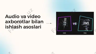 audio va video axborotlar bilan ishlashasoslari — PPTX