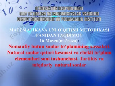 nomanfiy butun sonlar to‘plami — PPT