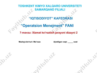 xizmatlar xizmetlash va ko'rsatish — PPTX