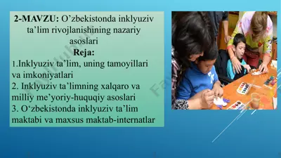 o’zbekistonda inklyuziv ta’lim rivojlanishining nazariyasoslari — PPTX