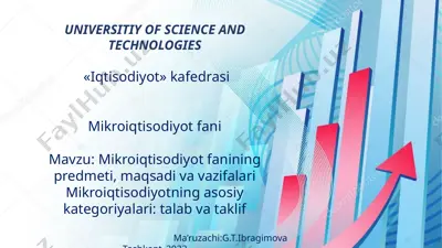 mikroiqtisodiyot fanining predmeti, maqsadi va vazifalari — PPTX