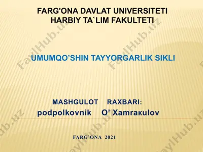 alohida sharoitlarda motoo‘qchi guruhni mudofaaa jangini tayyorlash va olib borishning o‘ziga xos xususiyatlari — PPTX