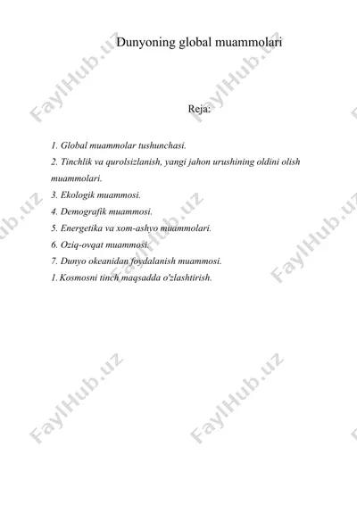 dunyoning global muammolari — DOC