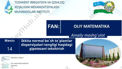 bese ehtimollar nazariyasi va 1 matematik statistika predmeti. kambinatorika elementlari. hice vahobov valijon — PPTX