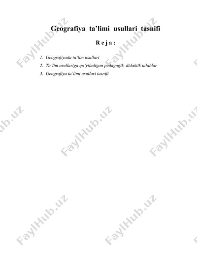 geografiya ta’limi usullari tasnifi — DOC