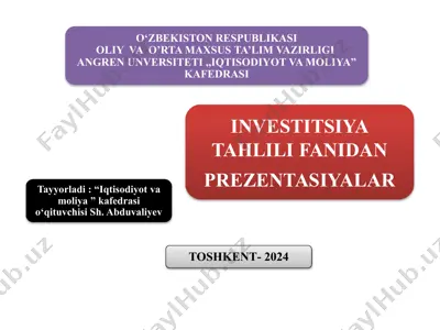 chetel investitsiyalar va kreditlar hisobiga loyiha larni moliyalashtirish — PPTX