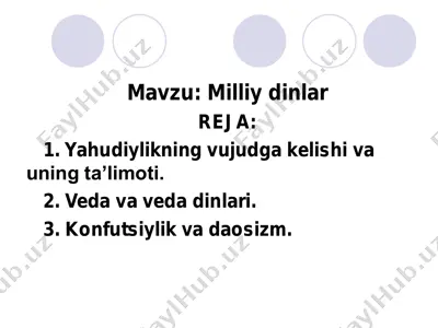 yahudiylikning vujudga kelishi va uning ta’limoti — PDF