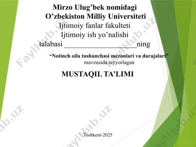 notinch oila tushunchasi mezonlari va darajalari — PPTX