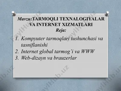 kompyuter tarmoqlari va internet xizmatlari — PPTX
