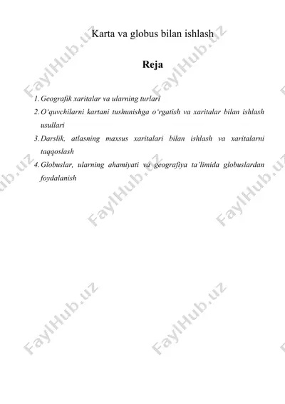karta va globus bilan ishlash — DOC
