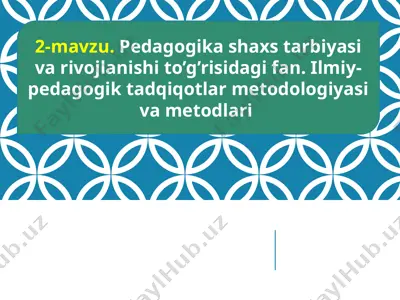pedagogika shaxsiy tarbiyasini varrivojlanishlari to'g'risida fan — PPTX