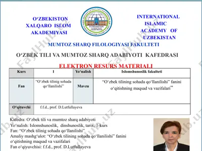 "o‘zbek tilining sohada qo‘llanilishi" — PPTX