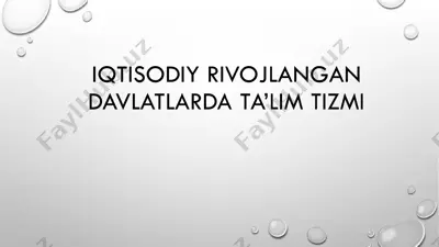 iqtisodiy rivojlanishda davlatlarda ta'lim tizimi — PPTX