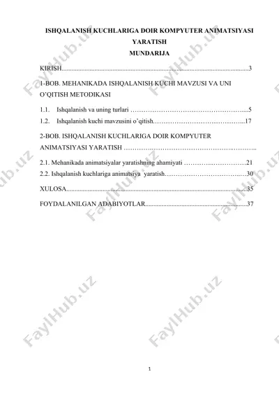 ishqalanish kuchlariga doir kompyuter animatsiyasi yaratish — DOCX