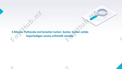 python dasturlash tilida sonlar ustida bajariladigan asosiy arifmetik amallar — PPTX