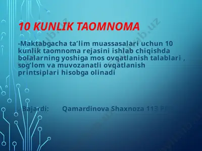 10 kunlik taomnoma — PPTX