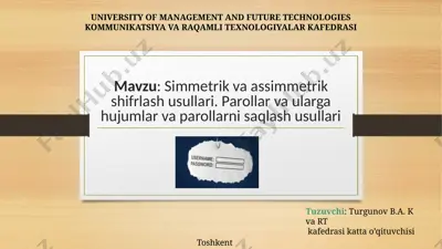 parollar va ularning foydalanish usullari — PPTX