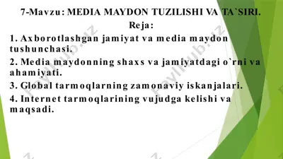 media maydon tuzilishi va ta‘siri — PPTX