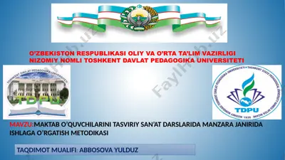 maktab o’quvchilarini tasviriy san’at darslarida manzara janirida ishlaga o’rgatish metodikasi — PPTX